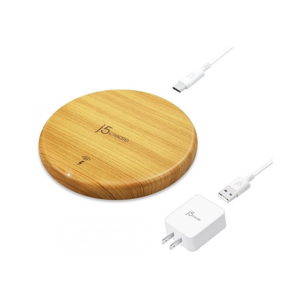 Incarcator wireless j5create JUPW1101W, Lemn, 10W