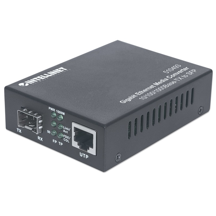 Медиен конвертор Intellinet 10/100 / 1000Base-TX RJ45 в SFP слот (Mini GBIC)