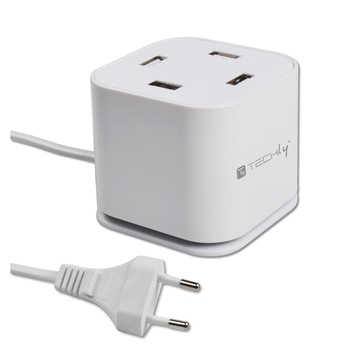 Incarcator USB Techly, 4 x 2.4A, 5V, 40W, Alb Incarcator USB Techly, 4 x 2.4A, 5V, 40W, Alb