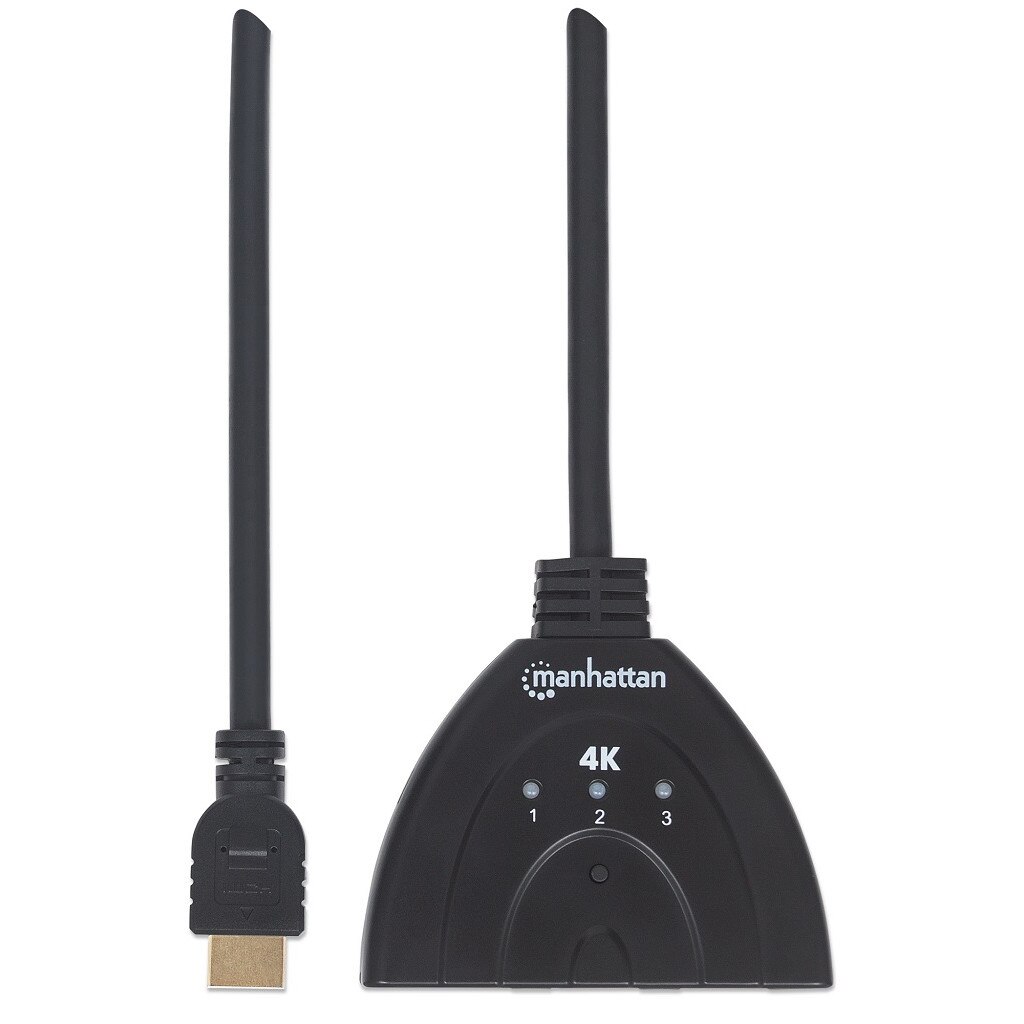 Switch HDMI Manhattan, cu 3 porturi, 3 x IN, 1 x OUT, 4096 x 2160. Negru