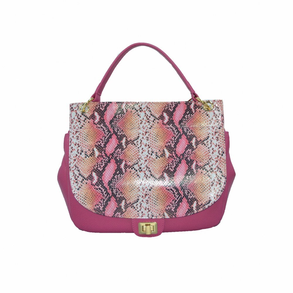 Geanta dama,Zea,piele sarpe fuxia
