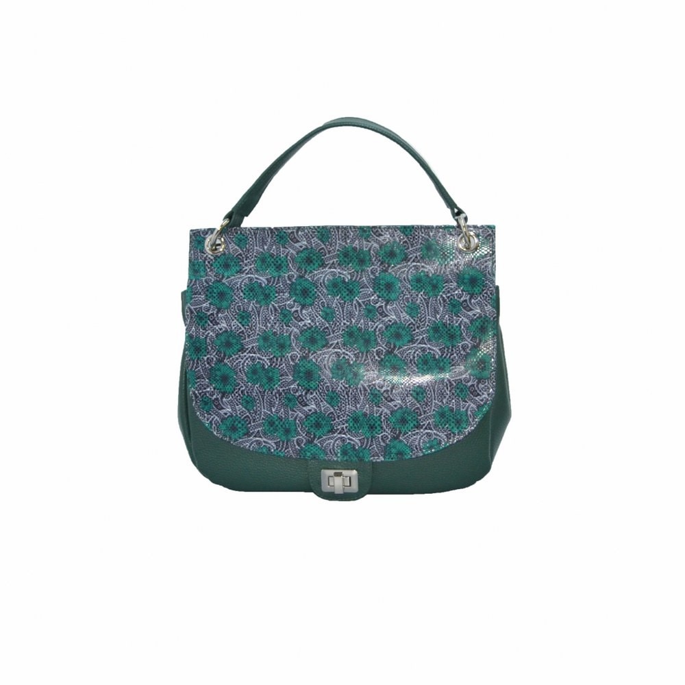 Geanta dama,Zea,piele ,verde floral