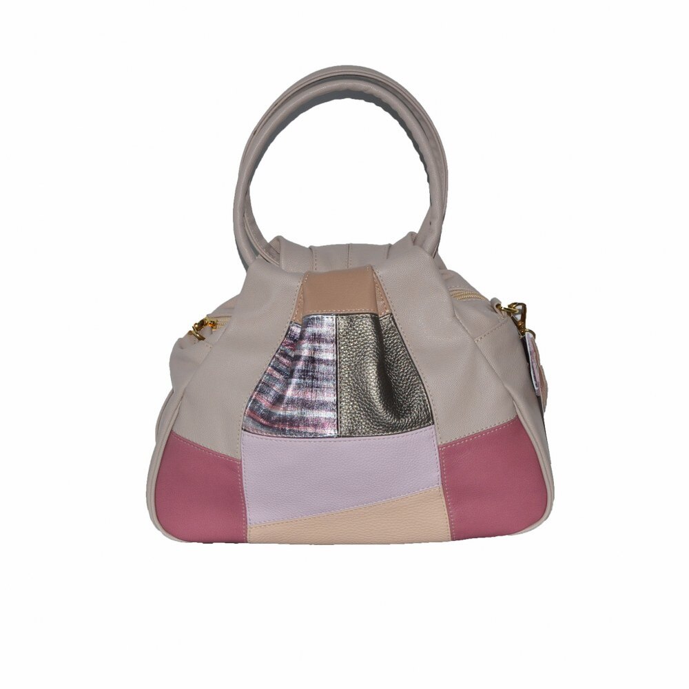 Geanta dama,Zea,piele bej ,multicolora