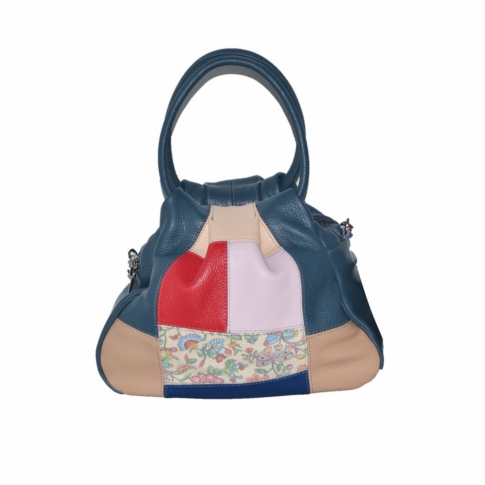 Geanta dama,Zea,piele albastra multicolora