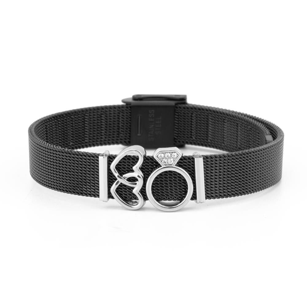 Bratara MBrands charm, din inox, ajustabila, negru