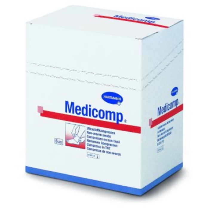 Компреси от нетъкан текстил Hartmann Medicomp Nesteril, 5 × 5 см, 100 броя