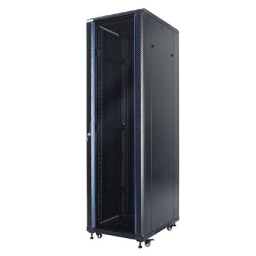 Dulap cu usa de sticla si complet asamblat , Netrack , 42U/800x1000mm , negru