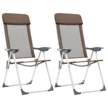 Set de 2 scaune de camping, vidaXL, Tesatura, 57 x 73,5 x 111 cm, Maro Set de 2 scaune de camping, vidaXL, Tesatura, 57 x 73,5 x 111 cm, Maro
