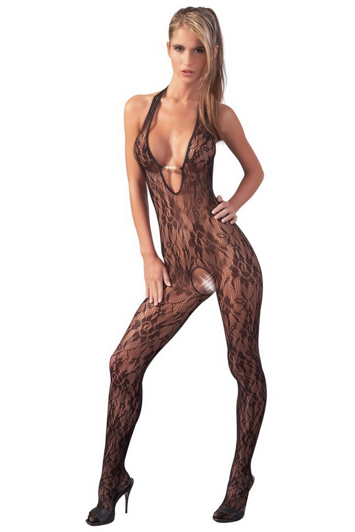 Catsuit Mandy Mystery, plasa, polyamide, negru, Negru