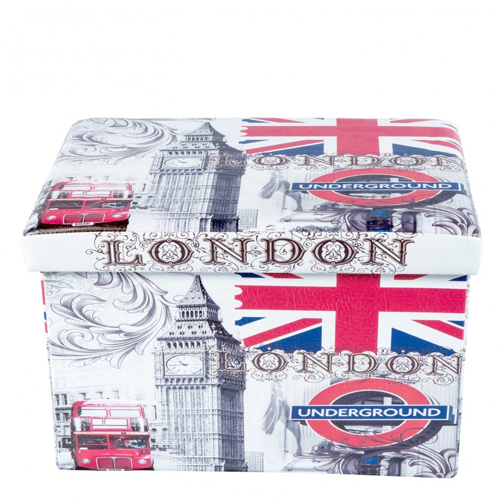 Taburet pliabil, tapitat cu piele ecologica Design