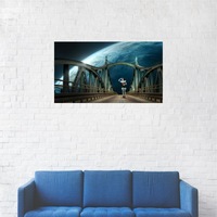 tablou canvas pod luna de aproape femeie privind in zare 40 x 70 cm imagen 3_0_
0