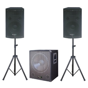 Sistem cu subwoofer activ 15 inch (38cm ) plus 2 sateliti cu stand 12 inch , Putere 1400 W , 1 intrare si 1 iesire AUX , 20Hz - 250Hz , 2 suporti boxe , Negru Sistem cu subwoofer activ 15 inch (38cm ) plus 2 sateliti cu stand 12 inch , Putere 1400 W , 1 intrare si 1 iesire AUX , 20Hz - 250Hz , 2 suporti boxe , Negru