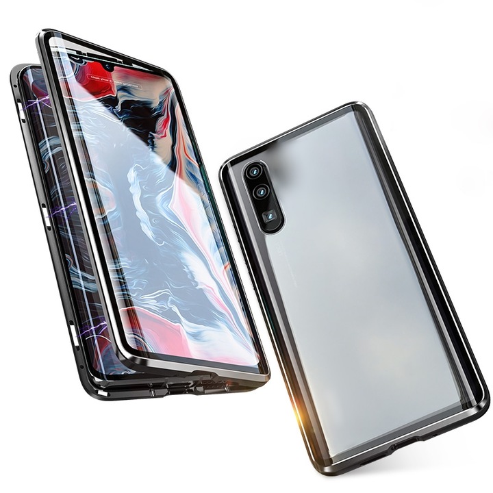 Husa 360 de grade magnetica, brand The Phone Closet, sticla securizata fata - spate, pentru Samsung Galaxy A50s, Negru
