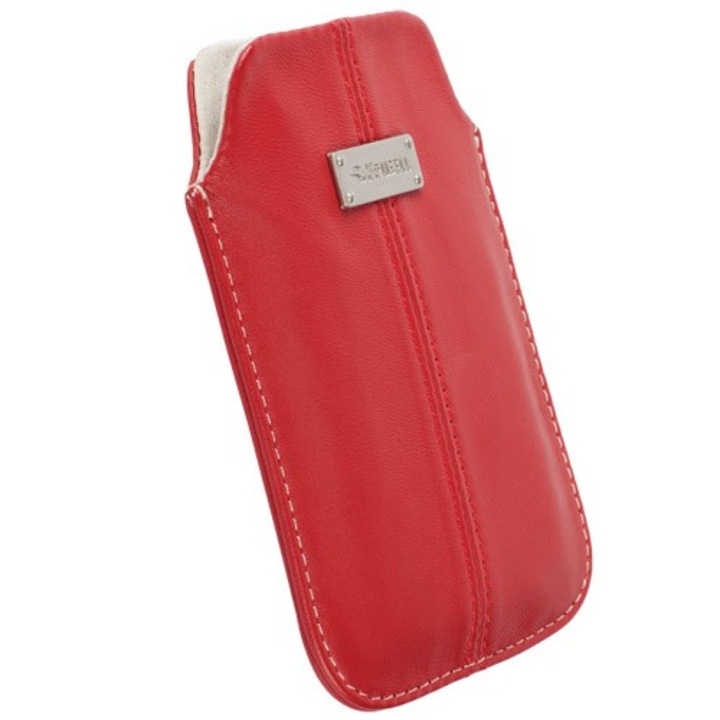 Калъф за телефон Krusell Luna, кожен, универсален, червен, XL