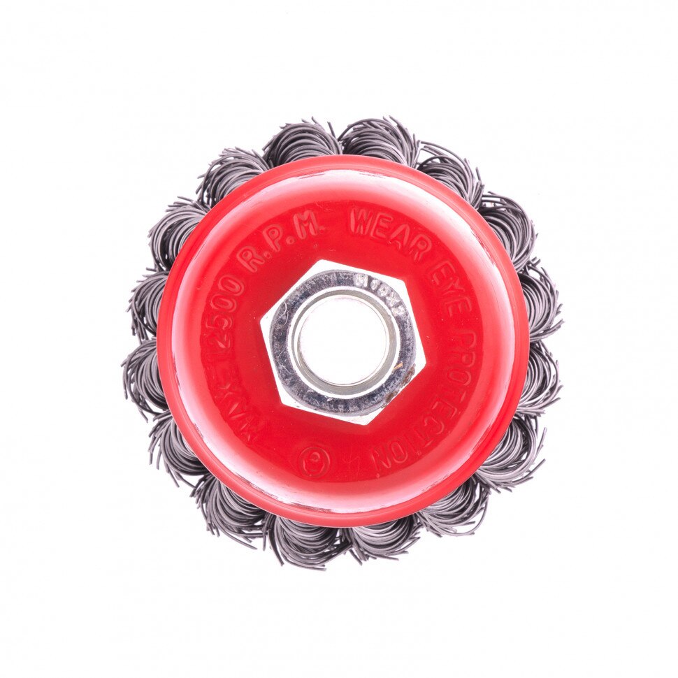 Perie pentru polizor unghiular, 65 mm, M14, cupa, sarma rasucita din otel, MTX