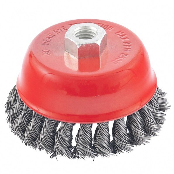 Perie pentru polizor unghiular, 100 mm, M14, cupa, sarma metalica rasucita, MTX