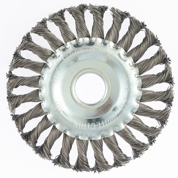 Perie pentru polizor unghiular, 125 mm, D interior 22 mm, plata, sarma rasucita din otel, MTX Perie pentru polizor unghiular, 125 mm, D interior 22 mm, plata, sarma rasucita din otel, MTX