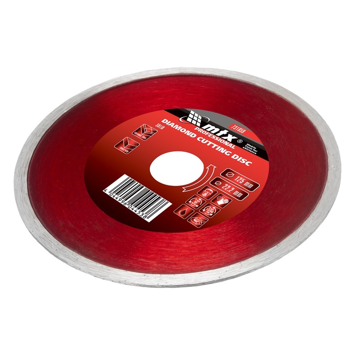 Диск диамантен MTX, За мокро рязане, Непрекъснат ръб, 125 х 22,2 mm