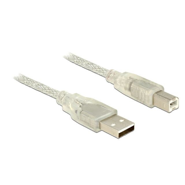 Cablu de date cu mijloc de ferita , Lanberg , USB 2.0 A tata / USB 2.0 B tata , 5 m , transparent