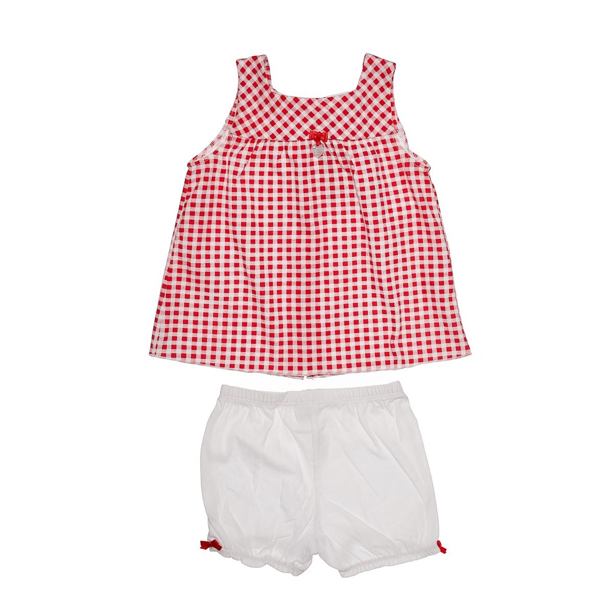 Rochita cu pantalon scurt Birba, Alb/ Rosu