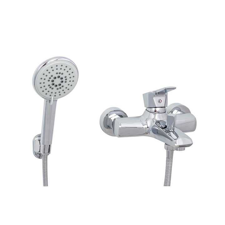 TRENDY S Zuhany csaptelep, rögzített zuhanycső, Fényes króm