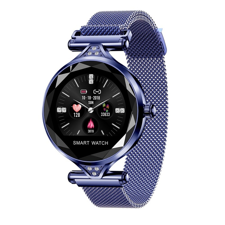 Bratara fitness MoreFIT™ H1, BT 4.0, IP67, puls dinamic, tensiune, notificari apeluri/sms, mod sport - 8 sporturi, alerta hidratare, alerta medicatie, monitorizare somn, remote camera, predictie perioada menstruatie, Blue