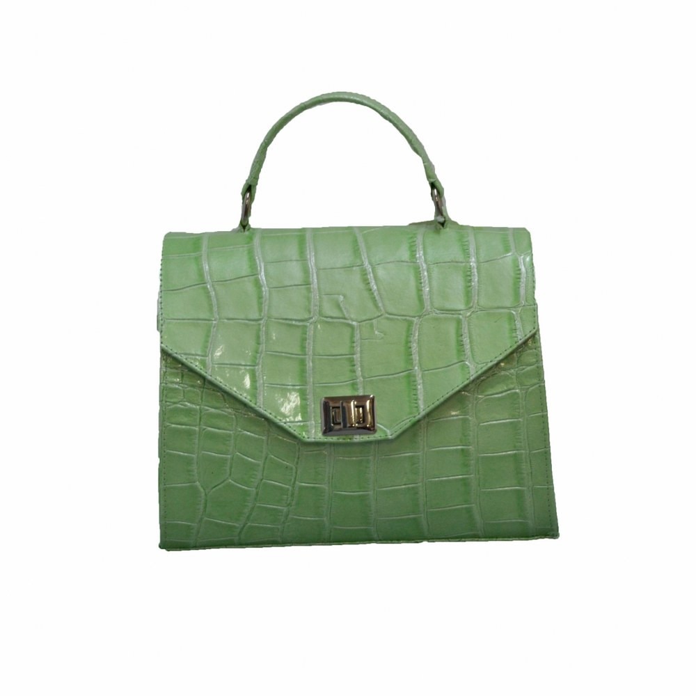 Geanta dama,Zea,piele naturala,verde fistic croco