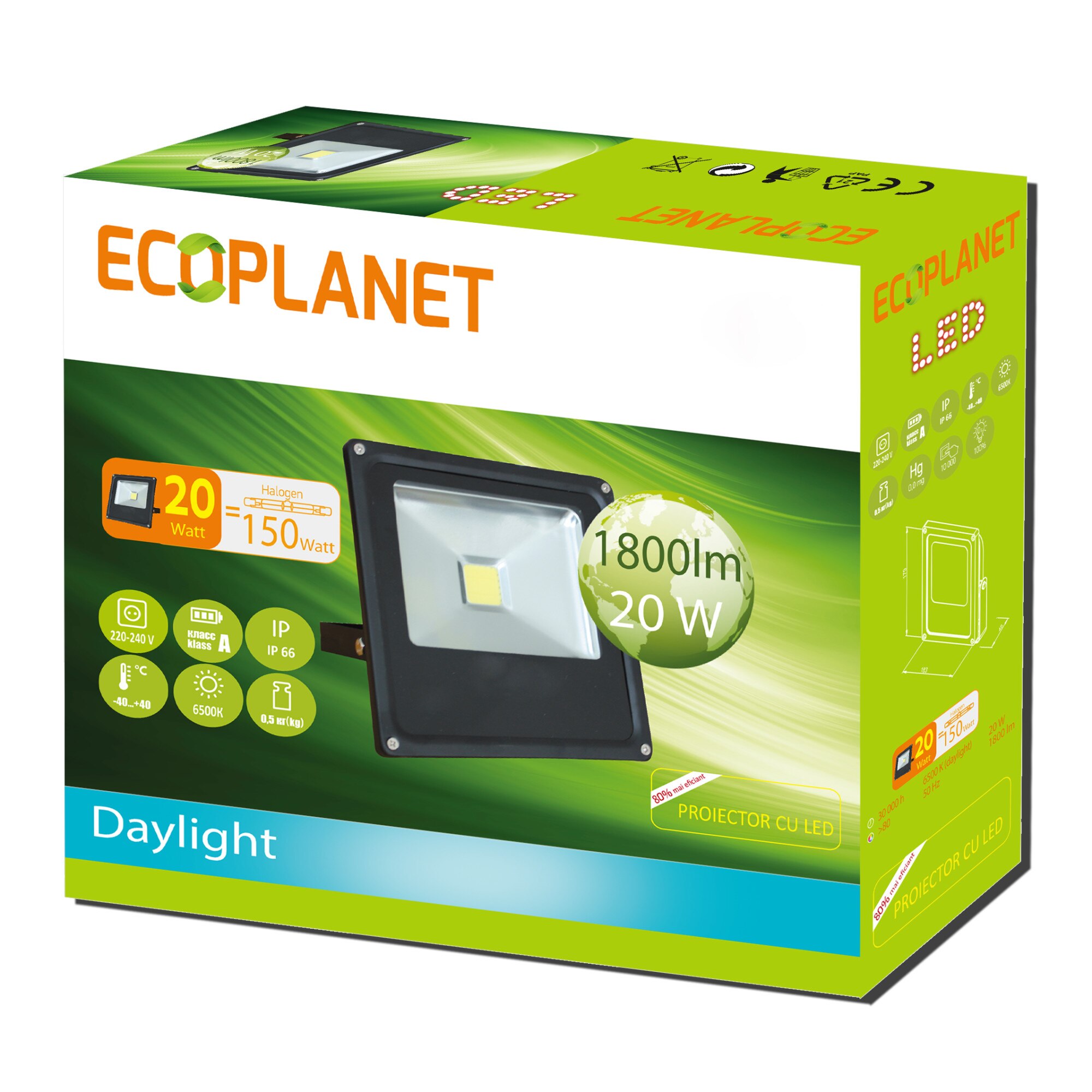 Proiector cu LED 20W 6500K IP66 - Ecoplanet