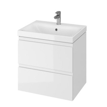 Set mobilier baie suspendat cu lavoar Moduo 60 cm, alb Set mobilier baie suspendat cu lavoar Moduo 60 cm, alb