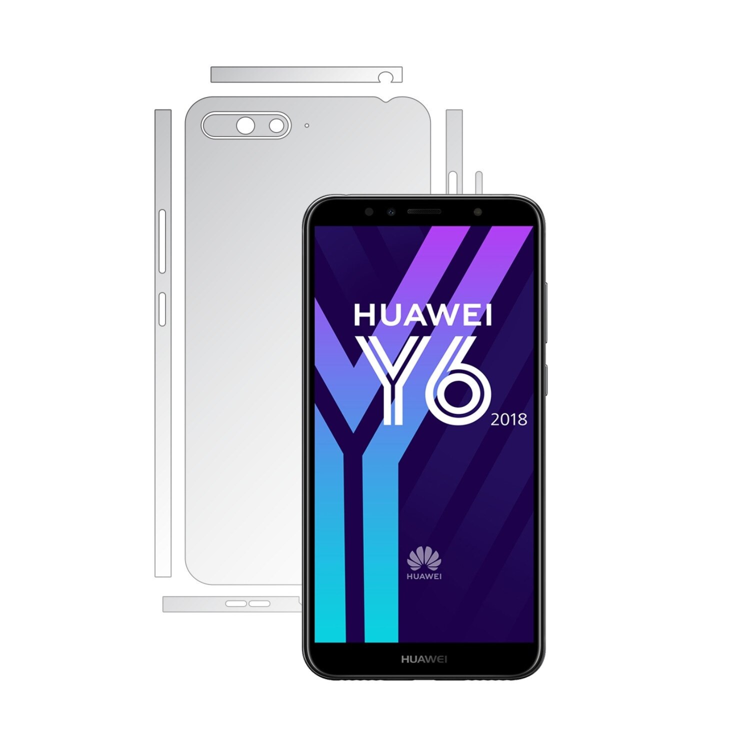 Folie Protectie spate Invisible Skinz UHD AutoRegeneranta pentru Huawei Y6 (2018) - Folie Siliconica Ultra-Clear cu taiere Split Cut pentru Carcasa Spate si Laterale, Skin Adeziv Transparent, Edge to Edge Full Case Cover