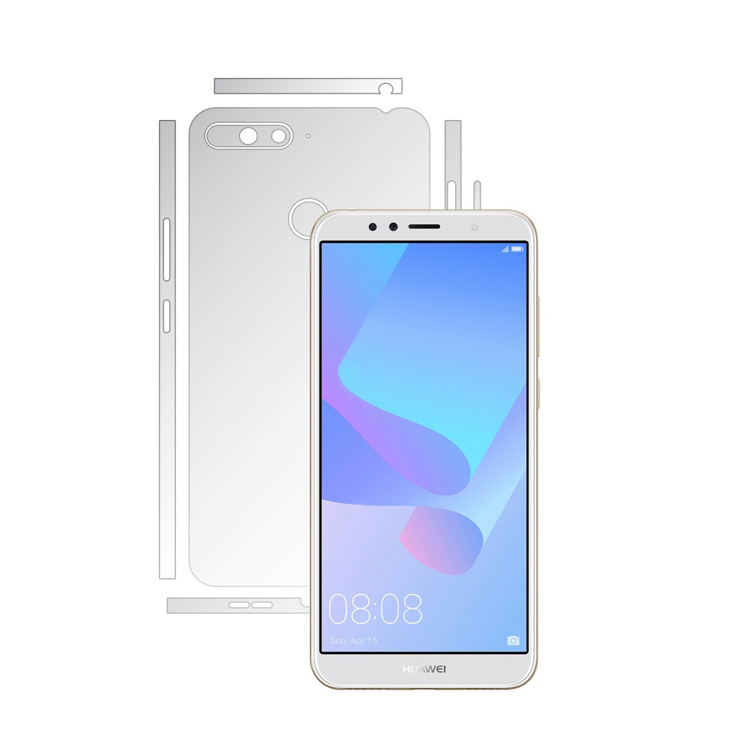 Folie Protectie spate Invisible Skinz HD pentru Huawei Y6 Prime (2018) - Folie Siliconica Ultra-Clear cu taiere Split Cut pentru Carcasa Spate si Laterale, Skin Adeziv Transparent, Edge to Edge Full Case Cover