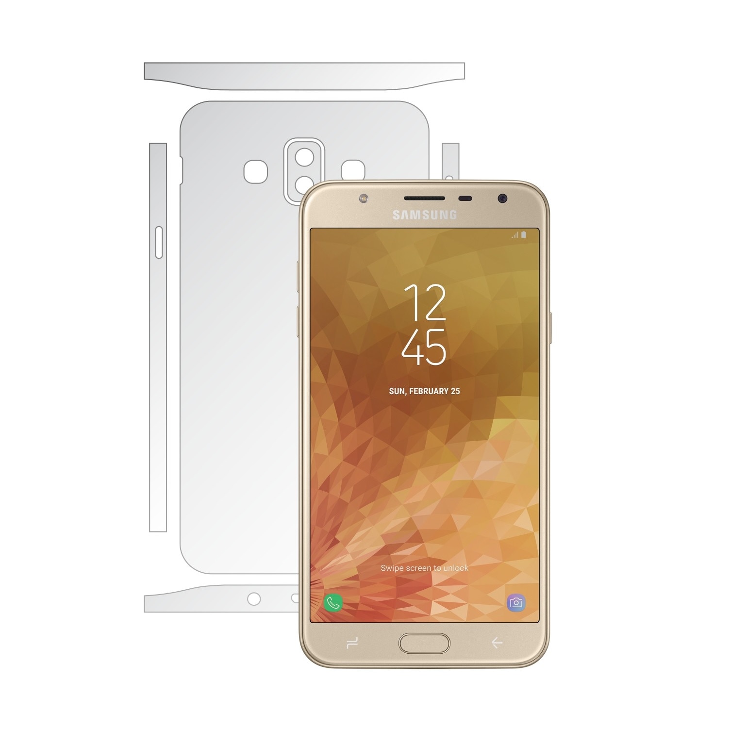 Folie Protectie spate Invisible Skinz UHD AutoRegeneranta pentru Samsung Galaxy J7 Duo - Folie Siliconica Ultra-Clear cu taiere Split Cut pentru Carcasa Spate si Laterale, Skin Adeziv Transparent, Edge to Edge Full Case Cover