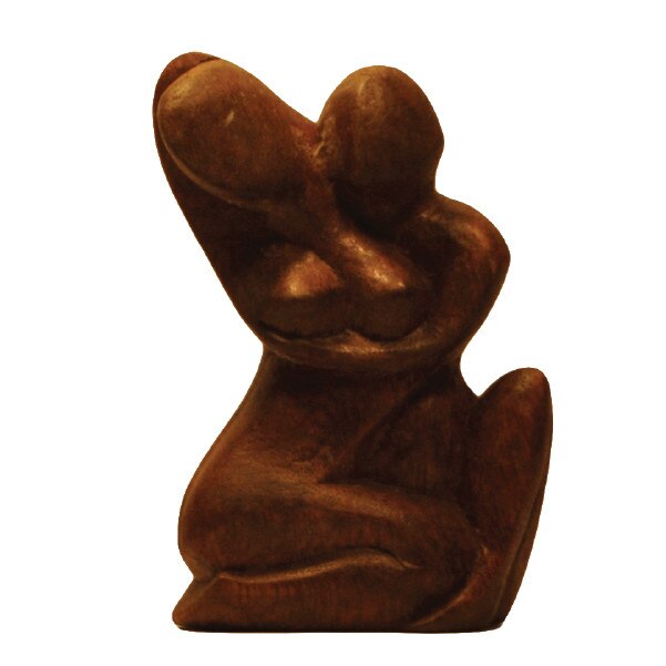 Statueta abstracta handmade, din lemn, maro, 113 mm