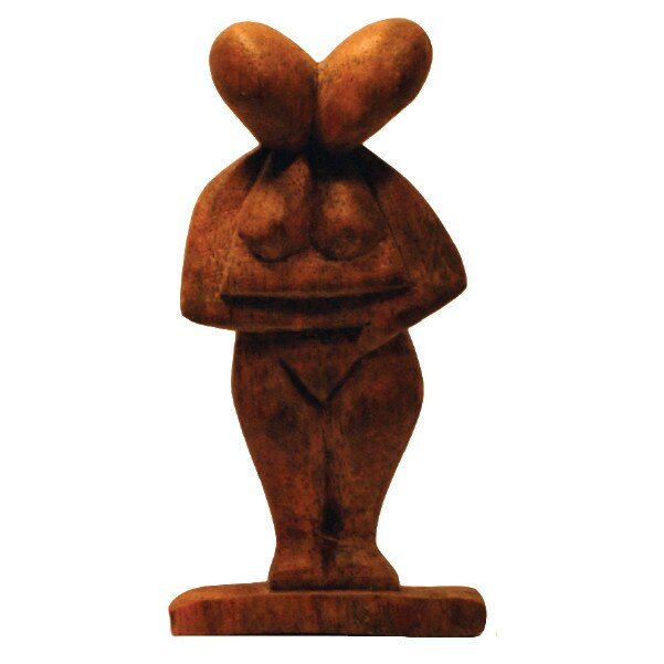 Statueta abstracta handmade, din lemn, maro, 118 mm