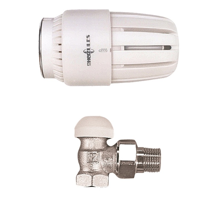 Set termostatic Herz, format din cap termostatic antivandalism Herzcules si robinet cu ventil termostatic Herz TS-90