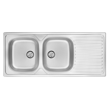 Chiuveta bucatarie din inox cu 2 cuve cu filtru si picurator, TWIST ZEU 3210, finisaj mat Chiuveta bucatarie din inox cu 2 cuve cu filtru si picurator, TWIST ZEU 3210, finisaj mat