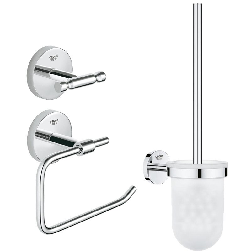Set accesorii baie Grohe BauCity 3 in 1, perie wC , suport hartie igienica, cuier prosop dublu-GroSmart7