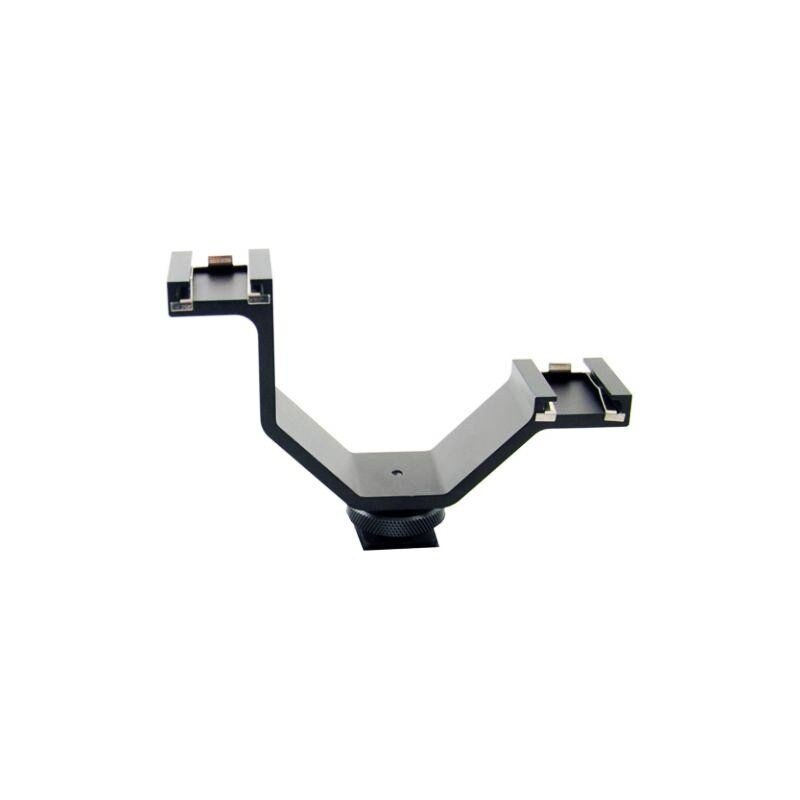 Suport dublu asimetric pentru microfon si blit Micnova