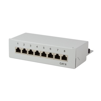 Panou de conexiuni protejat , LogiLink , Cat.6 8 porturi , 19 ” , alb Panou de conexiuni protejat , LogiLink , Cat.6 8 porturi , 19 ” , alb