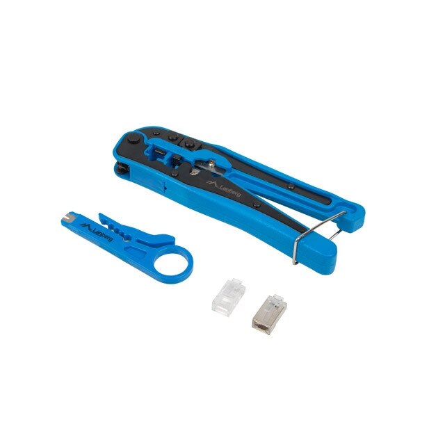 Pachet cu unelte pentru sertizare pentru conectori modulari ecranati si neecranati , Lanberg , RJ45 , negru cu albastru