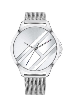 Tommy Hilfiger, Ceas quartz cu bratara cu aspect de plasa, Argintiu Tommy Hilfiger, Ceas quartz cu bratara cu aspect de plasa, Argintiu