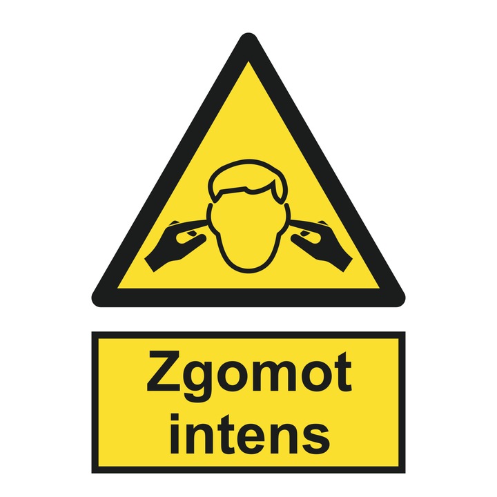 Indicator avertizare, "Zgomot intens", creative pixel, 15x20cm, forex 1mm, galben/negru, print uv