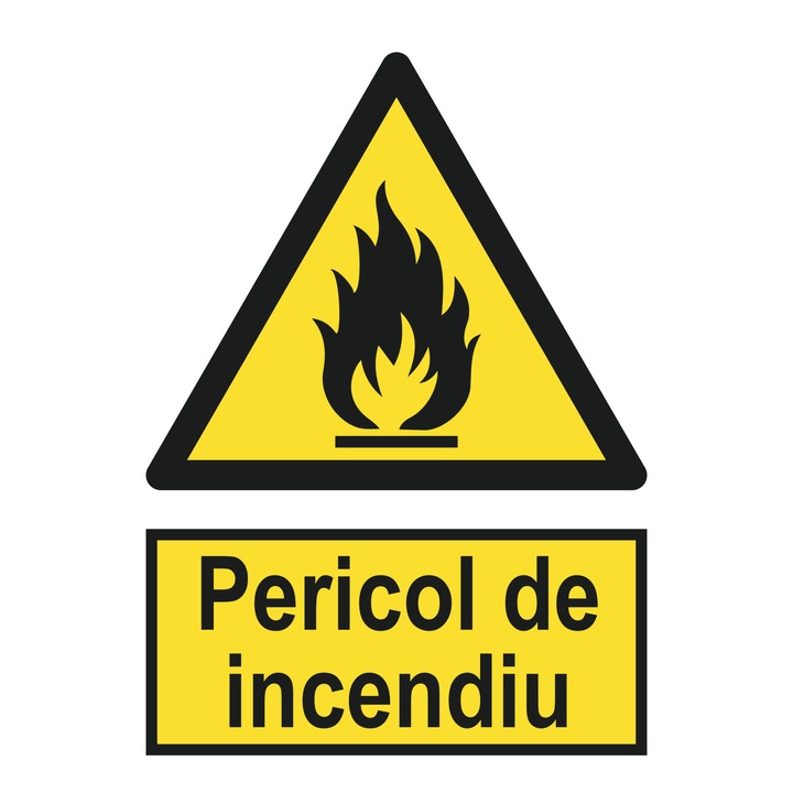 Indicator avertizare, "Pericol de incendiu", creative pixel, 15x20cm, forex 1mm, galben/negru, print uv