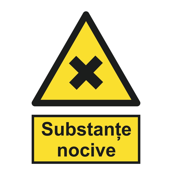 Indicator avertizare, "Substante nocive", creative pixel, 15x20cm, forex 1mm, galben/negru, print uv