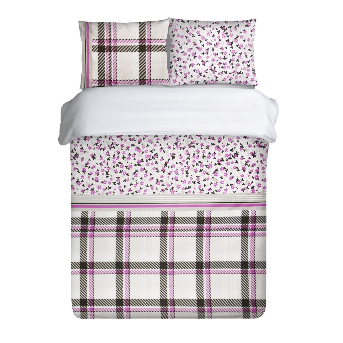 Lenjerie de pat Eurofirany Classic Ness, Satin, 200x220 cm, Alb/Roz