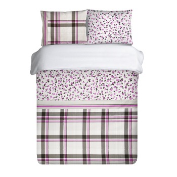 Lenjerie de pat Eurofirany Classic Ness, Satin, 200x220 cm, Alb/Roz Lenjerie de pat Eurofirany Classic Ness, Satin, 200x220 cm, Alb/Roz