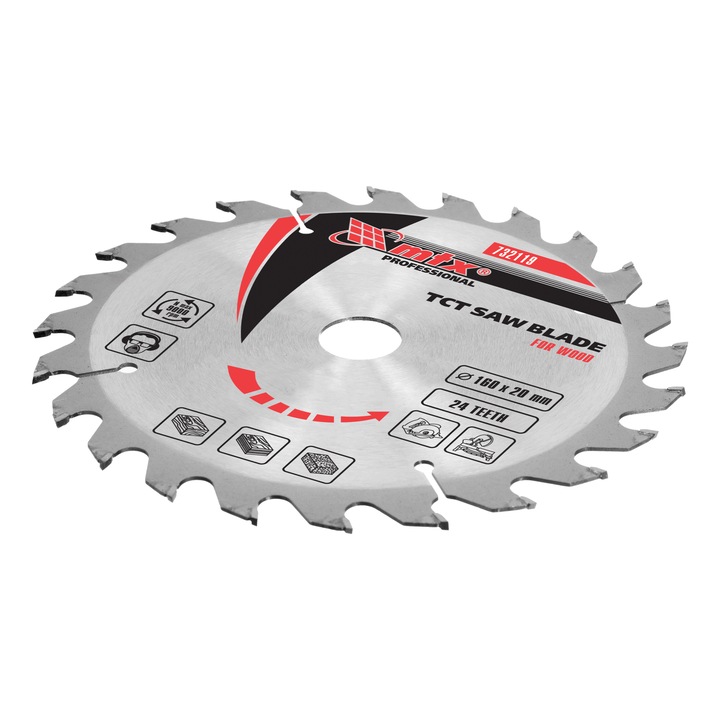 Диск за рязане на дърво MTX, 160 х 20 mm, 24 зъба, Преходна втулка 16/20