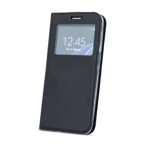 Husa Samsung Galaxy A6, piele eco, carte, inchidere magnetica, ecran notif neagra