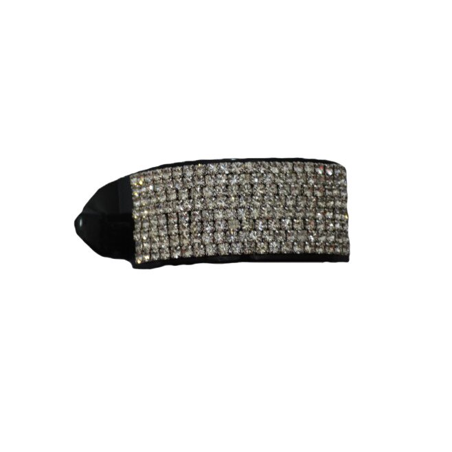 Agrafa cu strasuri argintii aplicate pe o baza de plastic, forma ovala, D&J Exclussive,negru