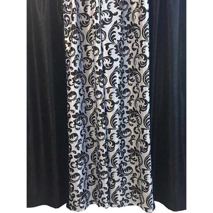 Set draperii bicolore, semiopace, culoare negru mat, colectia "The royal family by Liz Line - Marquize's choice", 250x245x2, cu rejansa - DP7025
